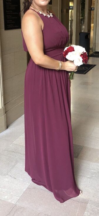 Dresses & Skirts - David's Bridal Wine/Burgandy long chiffon highneck size 10 Used once